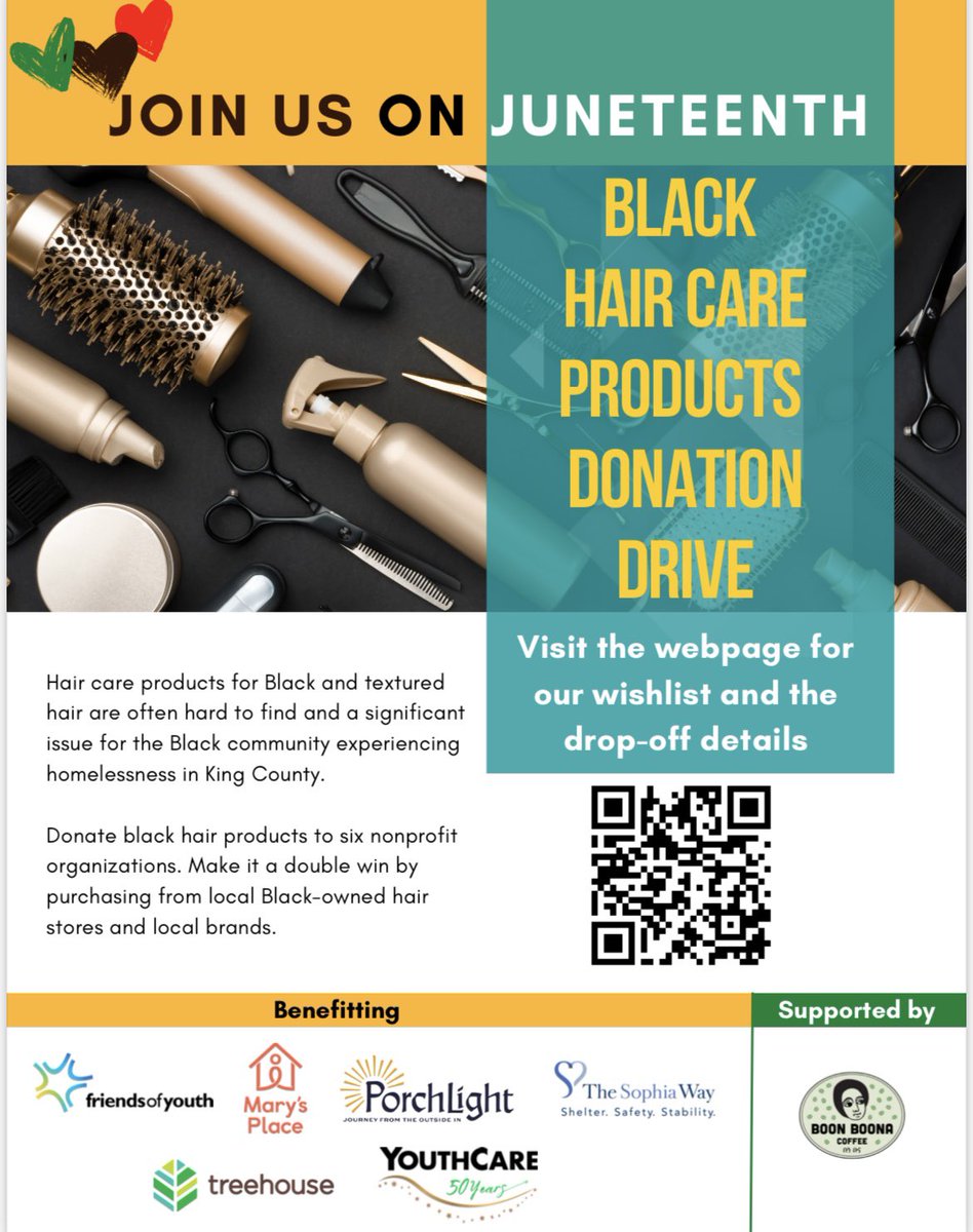 YouthCareSEA's tweet photo. You all showed up in a big way for last Friday's essential needs drive! Your next opportunity to support our young people is with our upcoming Black Hair Care Products Donation Drive! 

Swing by our South Seattle site on June 19th to drop off needed items and show you care! https://t.co/32qlSPi8a4