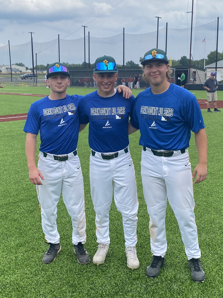 ASHSBaseball's tweet photo. Jonathan Williams, Logan McCrone, and Christian Gendics at the Lorain County All-Star Game today. #GoComets☄️ https://t.co/aUPRvUNet1
