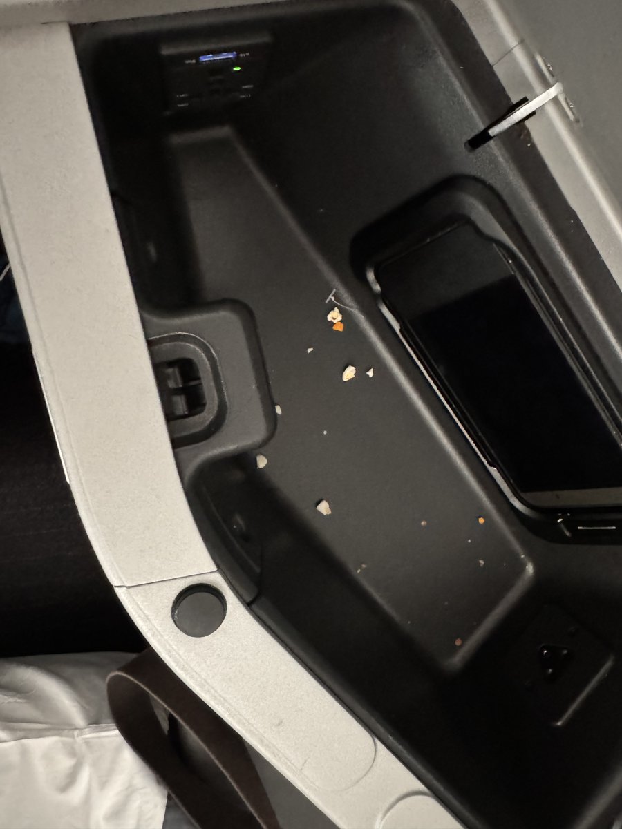 Nothing like flying on <a href="/AmericanAir/">americanair</a> AA175 in business only to find someone else's trash in your seat area. Japanese airlines are cleaner in coach that this.