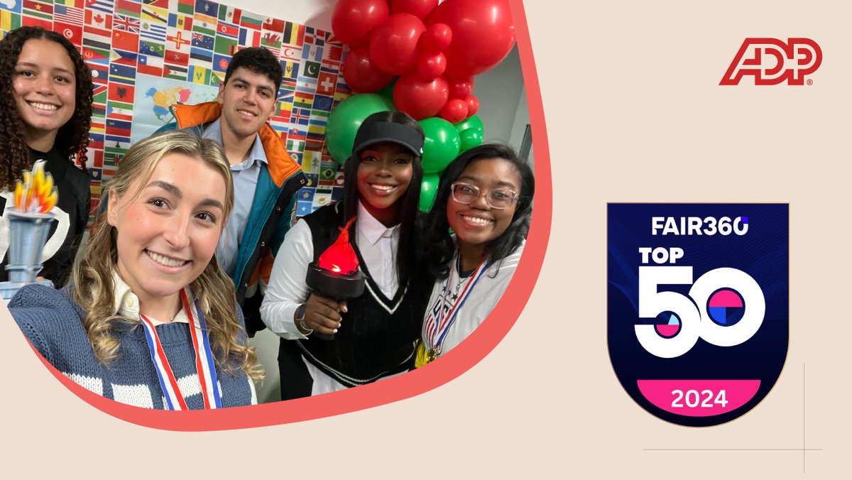 We are proud to be on Fair360’s Top 50 Companies list!

Learn more, here: adp.careers/3XaibaA

#ADPLife #Inclusion #Belonging #Hiring