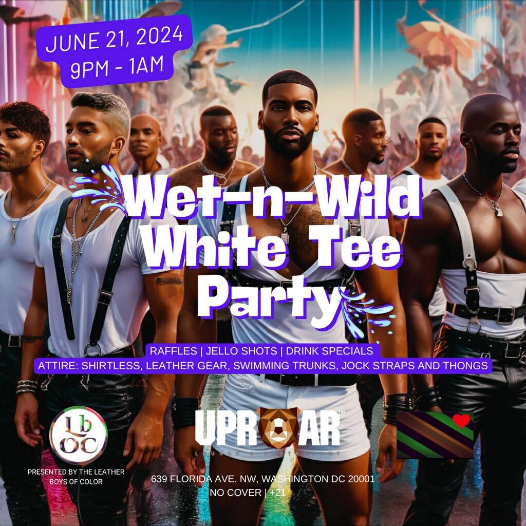 JL48918518's tweet photo. Leatherboys of Color Wet-n-Wild White Tee Party @UPROARDC  June 21, 2024 9pm. It’s getting HOT, so let’s get wet! #LbOC #Leatherboys #leathermen #kink #BDSM #DMV #DMVParties #uproardc https://t.co/o5W5BQGOc3