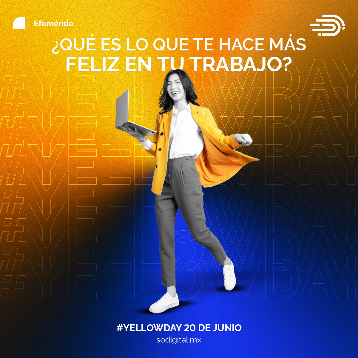 SoDigitalMx's tweet photo. ¡Hoy es el día más feliz del año! 🤩 Mejor conocido como #YellowDay. ☀️

Por eso queremos saber qué te hace feliz como Diseñador, Copywriter, SEO, SEM, Project Manager… 👀

#SODIGITAL #Marketing #SocialMedia #CommunityManagement #Copywriting #DiseñoGráfico #Publicidad #SEO #SEM https://t.co/HllAnNBhOP