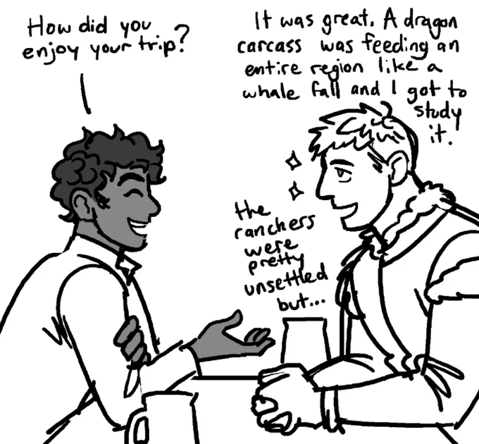 actually i drew most of this the other day because i missed drawing kabru. funny little chat 