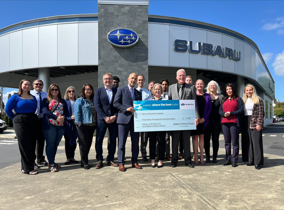 Thank you Walker’s Renton Subaru and Share the Love for your $73,000 to the Renton Schools Foundation.