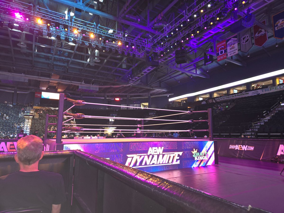 Logger65's tweet photo. Got the whole family out to #AEWDynamite tonight in Loveland, CO. @davidlagreca1  watch for the LaGreca Head. @BustedOpenRadio @bullyray5150 #bustedopen247 https://t.co/s1kktBS3hr