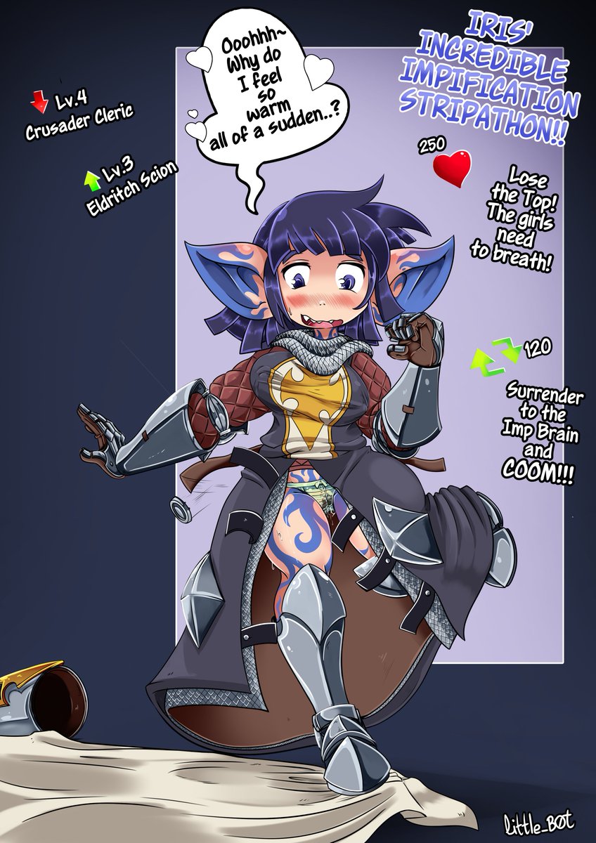 Little_B0t's tweet photo. Oh noes oxo Looks like Iris may need to have those undies cleaned now, woops! o3o Like ❤️'n Retwoot🔁 to push her even further, she's almost there! 

#TFart #Shortstack #NSFWart https://t.co/NDMYPlY1WM