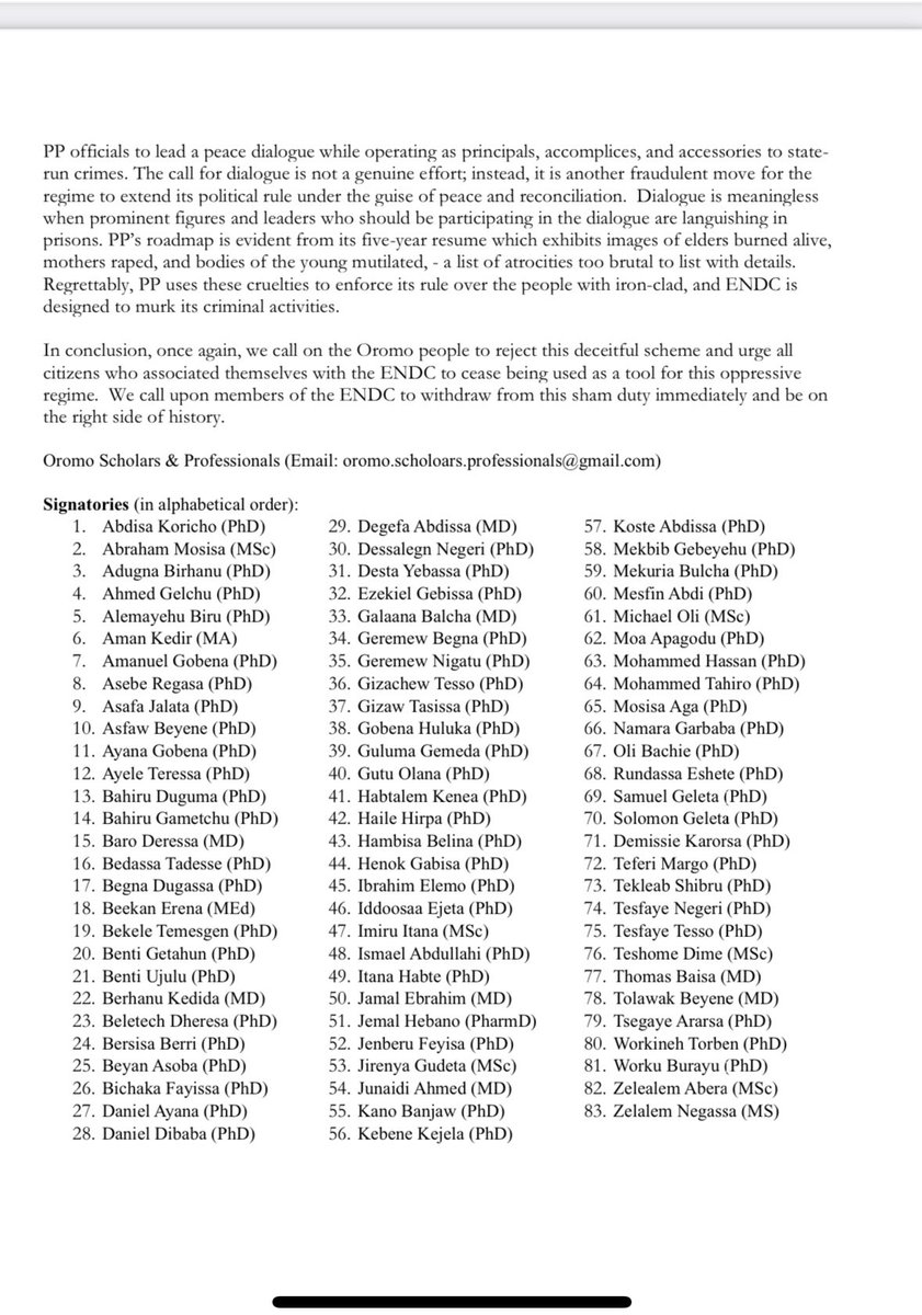 RArarssa's tweet photo. Oromo Scholars and Professionals’ Statement regarding the so called “National Dialog”. 

https://t.co/sTzoVPo5Jw https://t.co/beoG2CnwlW