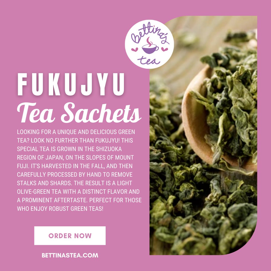 BettinasTea's tweet photo. 🍵 Experience the Unique Flavor of Fukujyu Tea! 🍵

Looking for a delicious and distinctive Green Tea? 
Discover Fukujyu! Grown in Japan's Shizuoka region on the slopes of Mount Fuji, this tea is hand-harvested in the fall and meticulously processed to perfection. 

The resul ... https://t.co/SltgTymtew