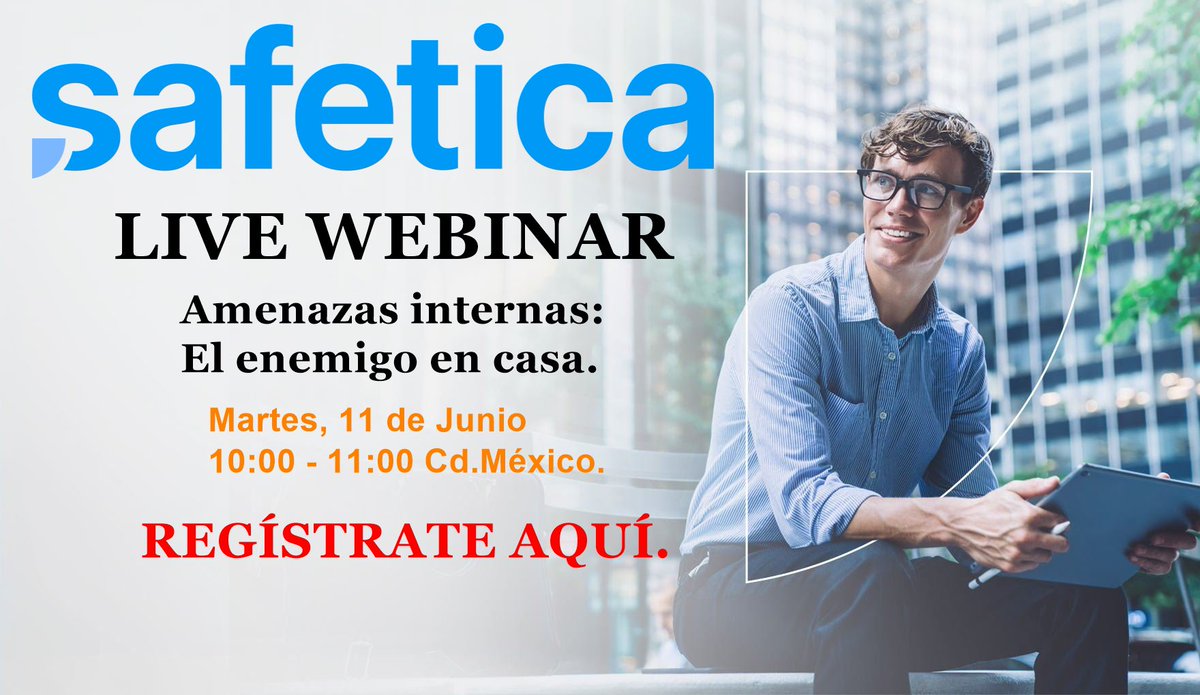 antar_global's tweet photo. Te invitamos a nuestro: LIVE WEBINAR. "Amenazas internas: El enemigo en casa."
🗓 Fecha: Martes, 11 de Junio
🕒 Hora: 10:00 - 11:00 CST
🔗Link de registro: https://t.co/1Negj2KoE6
La inscripción es 100% gratis. ¡Te esperamos!
infodc@antar.com.mx
Tel MTY: 8113523734Tel https://t.co/DFN5j3sBXC