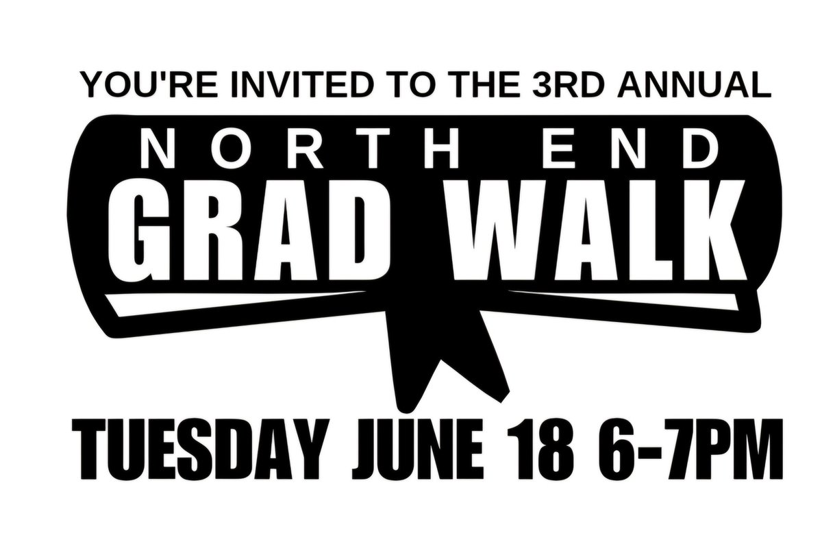 northendmc's tweet photo. What are you doing Tuesday, June 18 from 6-7pm? If you live in the North End or are connected to a graduating student from Children of the Earth, St John's High School or RB Russell High School, please #SaveTheDate &amp; plan to join us for the 2024 North End Grad Walk!! https://t.co/jxvWMHA9Bt