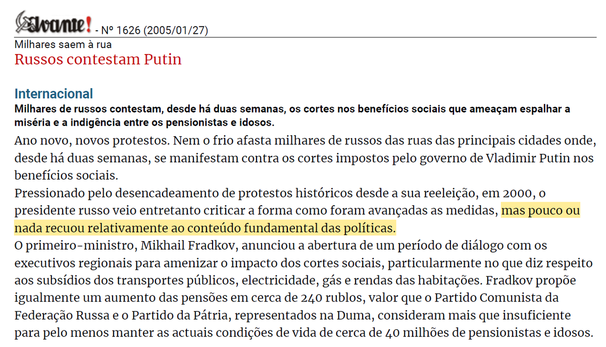 artigo464's tweet photo. No início do milénio Putin e os seus oligarcas com as políticas austeritárias eram fixes para a UE, enquanto o PC denunciava as suas políticas do governo no jornal Avante!. E os "putinista" somos nós?

Artigo de 27 de janeiro  de 2005:
https://t.co/H61RvC5WJs https://t.co/qZIzZ42A03