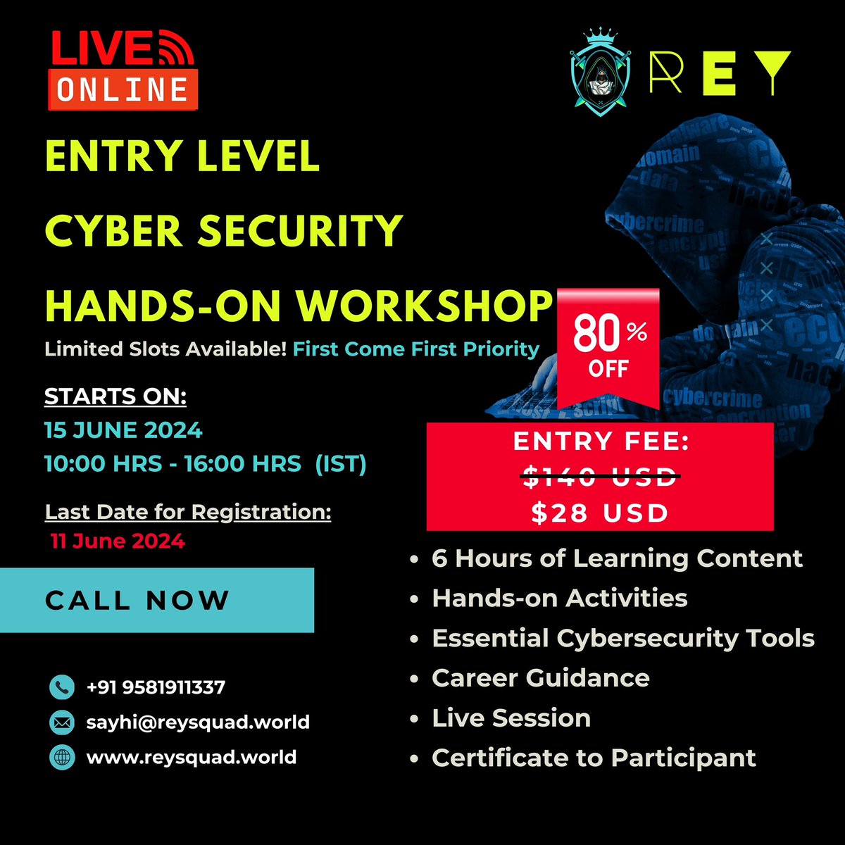 Top notch training. If you’re looking for where to start in cybersecurity. This is it and it’s  an incredible deal! 6hrs LIVE for $28. Hurry before the offer ends! #reysquad.world