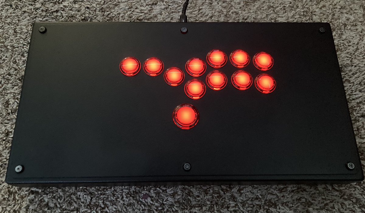 CountAntonio's tweet photo. @AllFightSticks Slim16 Powered by GP2040-CE and @QanbaUSA Gravity KS RGB LED Pushbuttons. https://t.co/HWCloCZ9Z7