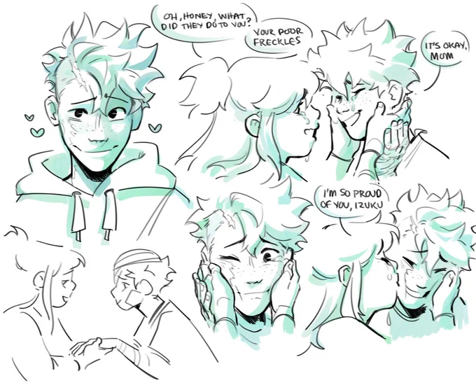 Izuku and Inko doodles 