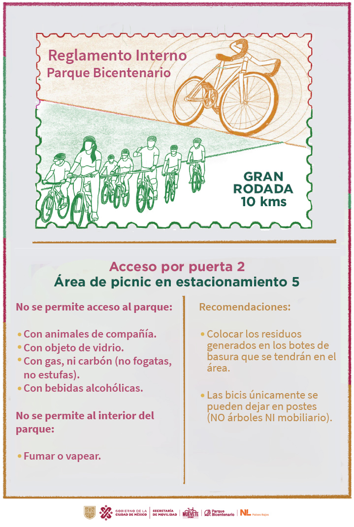 MIBiciCDMX's tweet photo. ¿Ya están listos para la Gran Rodada? 👀

Este sábado los esperamos con toda la actitud para disfrutar del recorrido que haremos de la Explanada del Monumento a la Revolución al Parque Bicentenario 🚴‍♂️🤩

Toma en cuenta las siguientes recomendaciones y recuerda que podrás ingresar con tu bici a la Red de #MovilidadIntegrada 🚇🚍🚎🚡