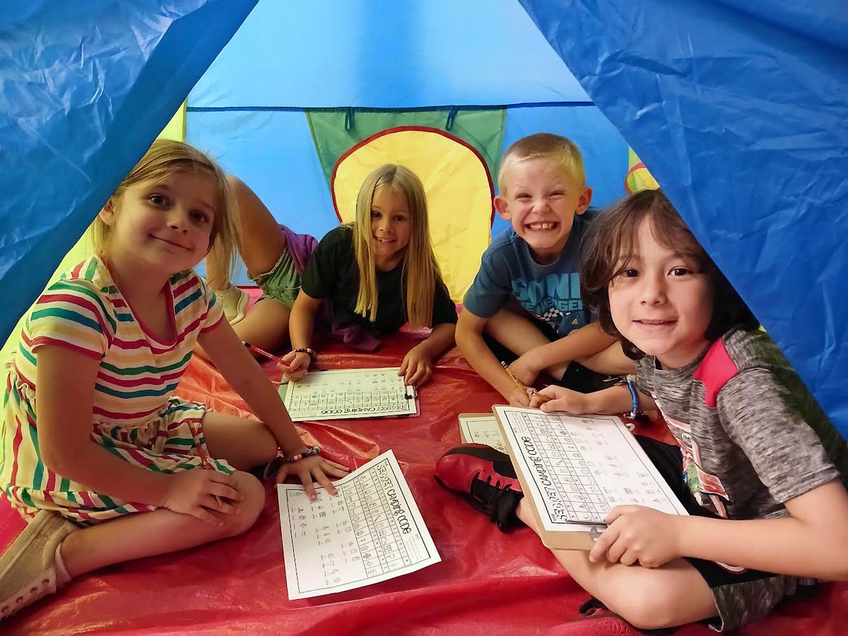 IndianaAreaSD's tweet photo. 🌟 Our 1st and 2nd graders are having a blast at Camp Learn-A-Lot! ⛺️ They're making memories in their tents, enjoying flashlight reading under the stars, and roasting s'mores by the campfire. 🏕️ Who knew learning could be this much fun? #HappyCampers #SmoreFun #proudBFprincipal https://t.co/gswGpXEtPZ