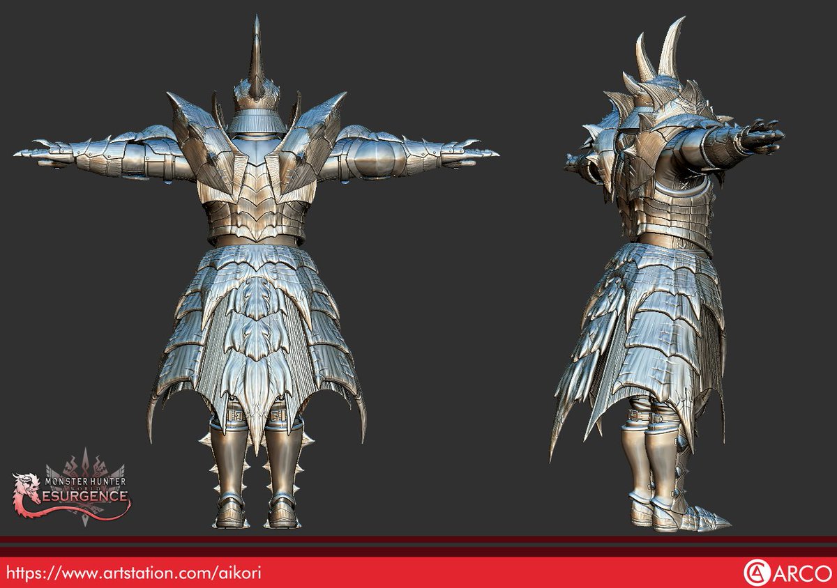 Akinusuka's tweet image. I finished the Lagiacrus Armor Sculpting!.
This took some time to finish, but it&apos;s still on early development, I will move into making the female version sculpting for now. 🛡️🗡️🐊