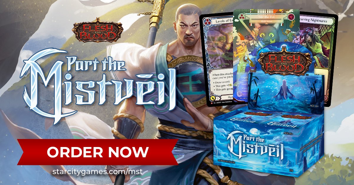 StarCityGames's tweet photo. Journey beyond the veil and unlock the mysteries of Misteria in Flesh and Blood's Part the Mistveil! 🧘‍♂️🌀

#fabtcg #fabmst

Order your singles and sealed product today! ☟
https://t.co/bCqkInJnk3 https://t.co/atIUAy9i01