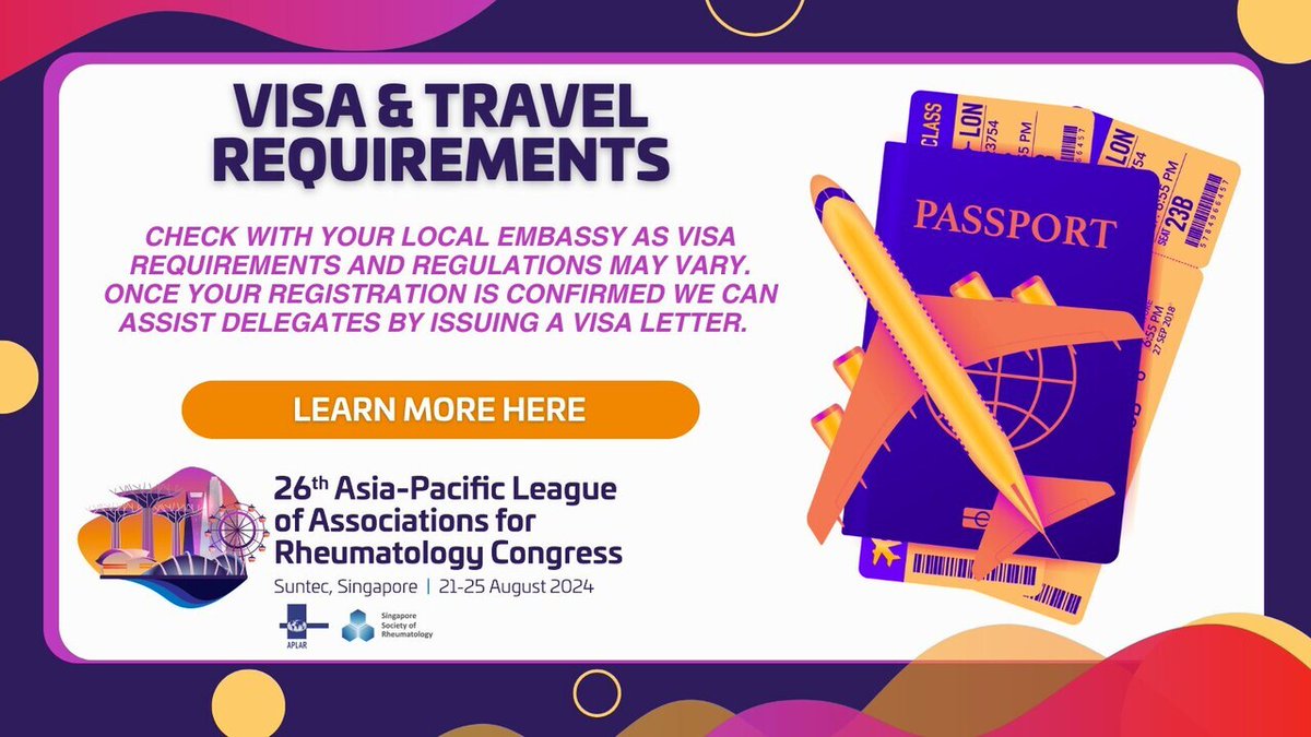 APLAR_org's tweet photo. We urge all delegates to check with your local embassies concerning visa requirements as regulations may vary, and begin the visa application process in advance. 

Stay informed about your visa and travel requirements: https://t.co/26guxiKUNt https://t.co/c19dj2g32n