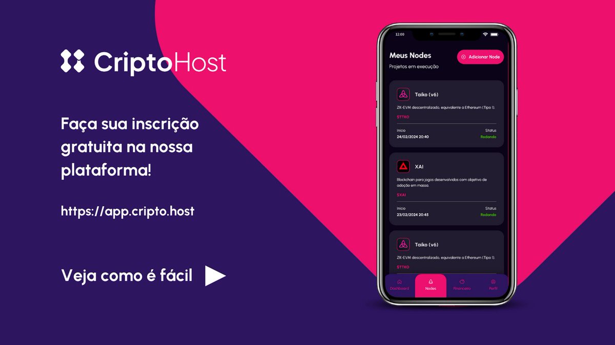 criptohost's tweet photo. Nossa plataforma chegou ao mercado para eliminar a complexidade técnica quando o assunto é Nodes e WEB3!
Em apenas 3 passos você gerencia seus Nodes de múltiplos projetos em um só lugar.
#blockchain #cripto #crypto #web3 #bitcoin #criptohost #nodedeumjeitofacil https://t.co/opbVtv9o27