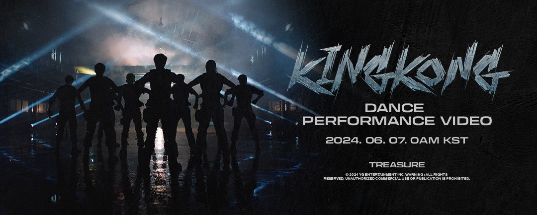 #TREASURE 'KING KONG' DANCE PERFORMANCE VIDEO RELEASE COUNTER
Originally posted by yg-life.com 

'KING KONG' DANCE PERFORMANCE VIDEO
✅2024.06.07 0AM (KST)

#트레저 #KINGKONG #DANCE_PERFORMANCE_VIDEO #RELEASE_COUNTER #20240607_0AM #YG
