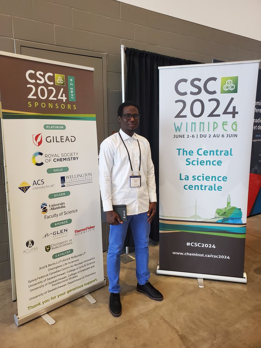 S_A_Adebayo's tweet photo. I am happy to present a poster at the Canadian Chemistry Conference #CSC2024. It was nice to meet fellow graduate students, faculty advisors and other attendees  from all nooks and crannies of academia and industry. "Old chemist never dies they only fail to react". https://t.co/7xUWFqKdxv