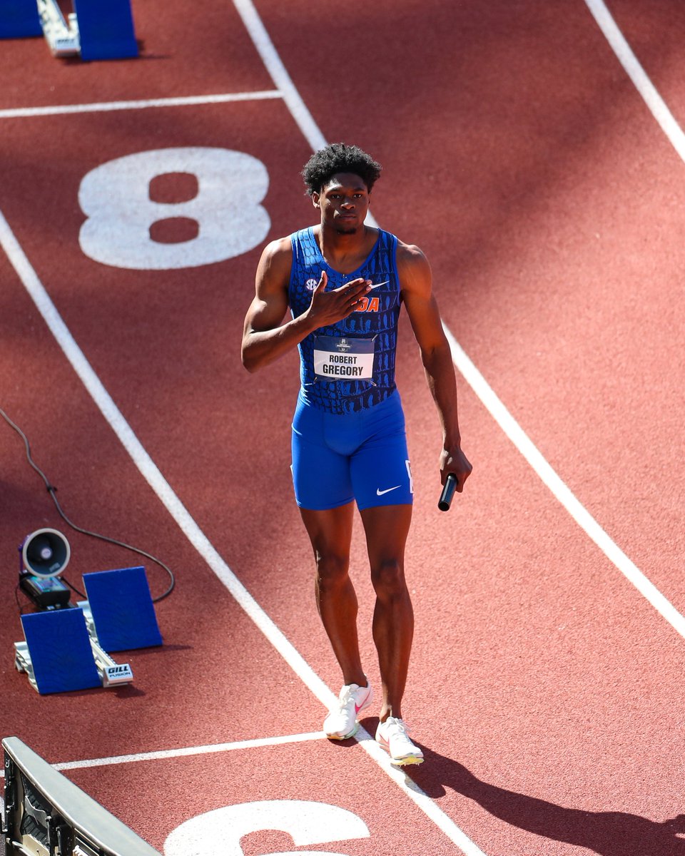 GatorsTF's tweet photo. Not a bad time to run the No. 5 time in UF History 😮‍💨

#GoGators 🐊 | #NCAATF https://t.co/HM4mJ1D9fV