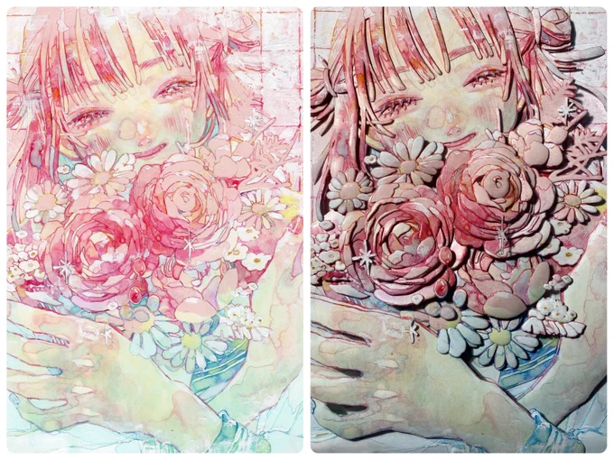 #オカユウリ さん個展「風の唄を聴く」展示・販売作品「永遠の花を君へ」(2023年製作)◆会期:2024/5/31(金)〜6/12(水)◇会場:FEWMANY    (新宿マルイアネックス3階)#シャドーボックス 