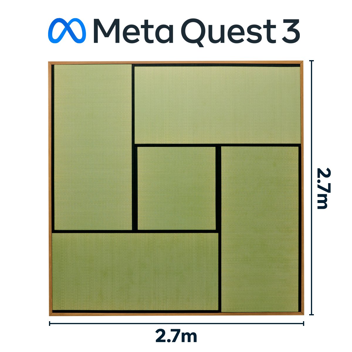 MetaQuestJapan's tweet photo. 実は...
#MetaQuest3 の推奨プレイ環境は
四畳半のサイズとほぼ同じ！

たった四畳半のスペースがあれば、
MR/VRヘッドセット #MetaQuest3 で
バーチャルとリアルを融合させ、
あなたの世界を広げることができます。 https://t.co/wDYQ5dj0QU