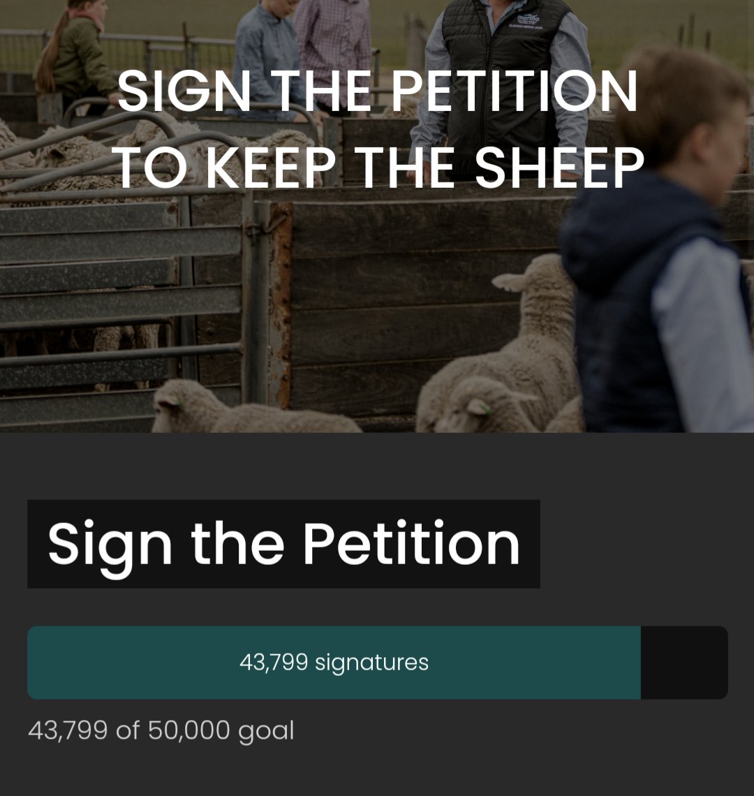 CamDimsey's tweet photo. @MurrayWatt In today's not surprising news, the 4 week petition cited in your bill's second reading speech has been exceeded by #keepthesheep in just 6 days.

Time for back down. https://t.co/QrynNvUl8p