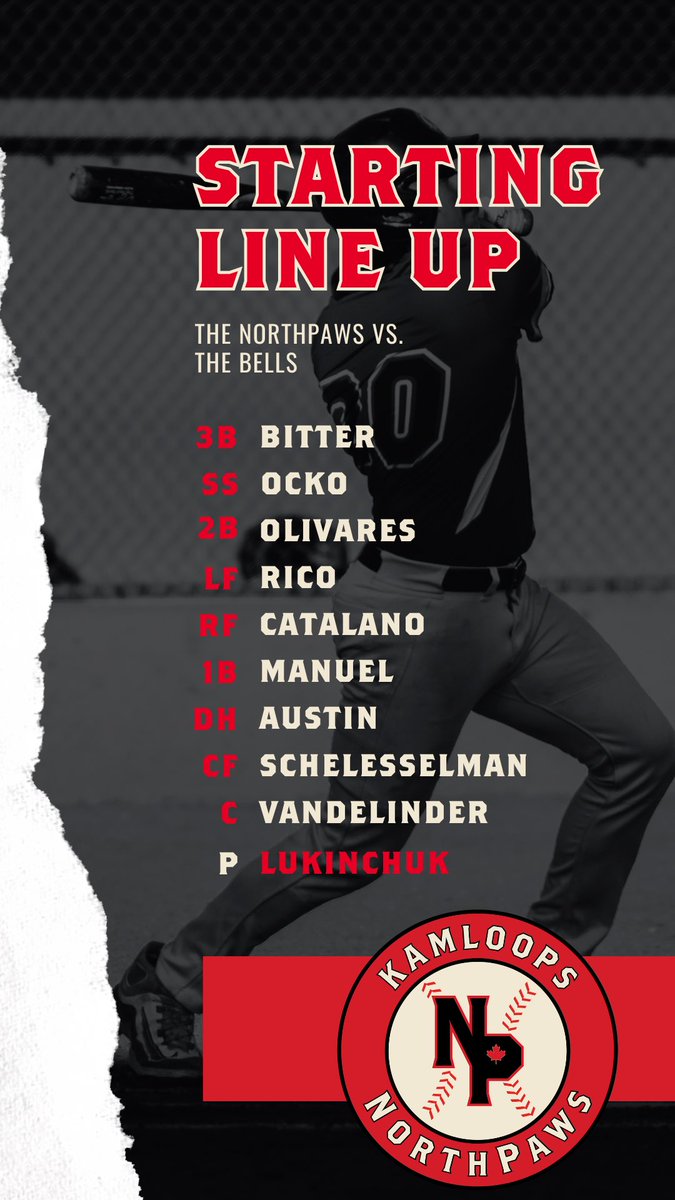 northpawsbb's tweet photo. @northpawsbb 
TONIGHTS LINE UP ⚾️🔥 https://t.co/UGCKX6M1O5