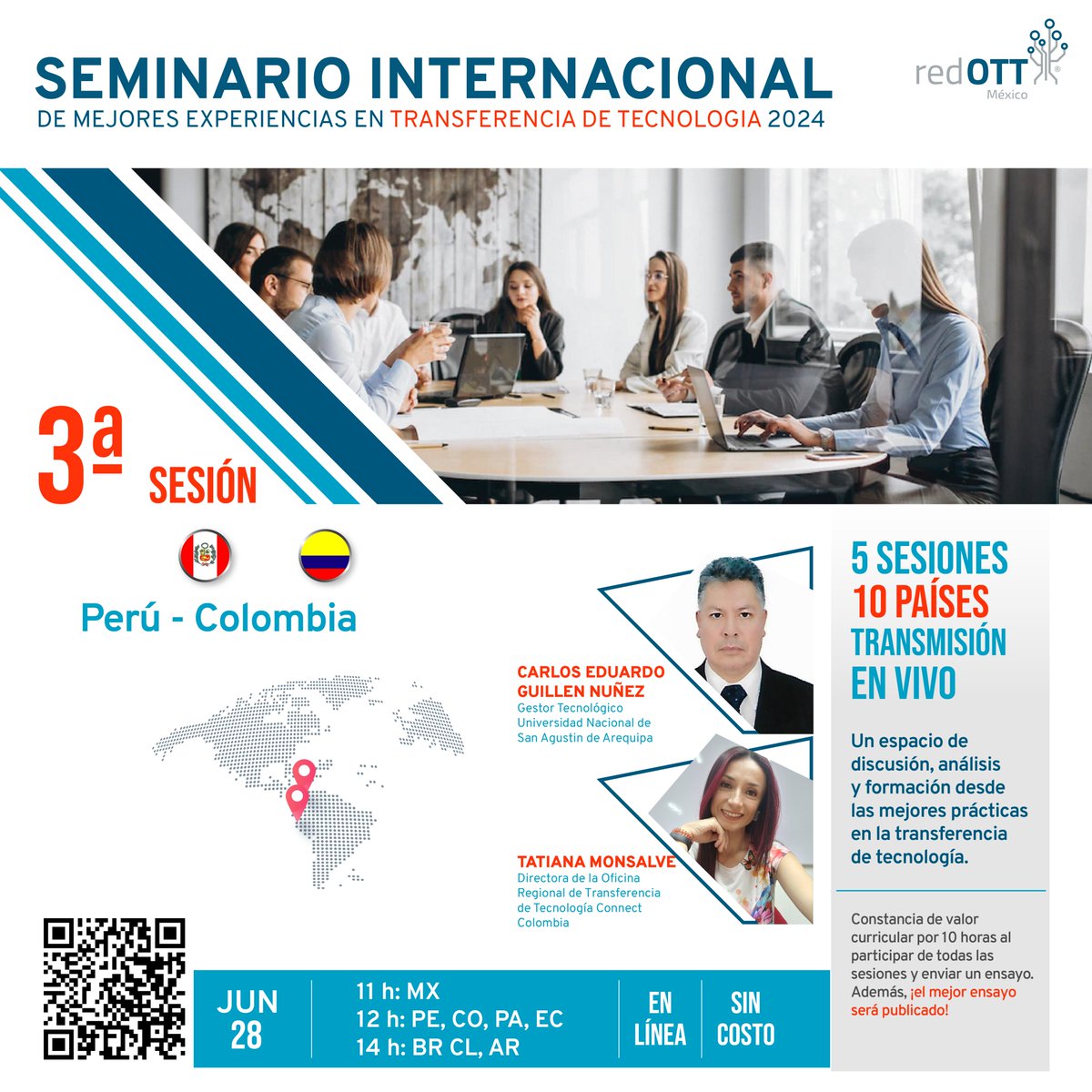 RedOTTMX's tweet photo. No te pierdas la 3ra sesión de nuestro seminario internacional sobre transferencia de tecnología 2024!
📅 28 de junio 🌐 Online
Un espacio de discusión y formación. ¡Únete!
#Innovación #RedOTT
Registrarme: https://t.co/wWLJKRI780 https://t.co/nVJx3vqYOa