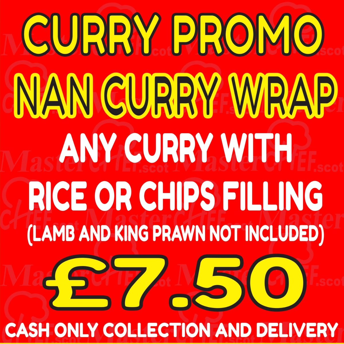 masterchef_scot's tweet image. CASH IS KING PROMO
Thursday Deals grab a munch from the sensational deals Collection or Delivery by calling the shop directly 01418807766 CASH ONLY DEALS  (when placing the order you will have to mention PROMO) T&amp;amp;C