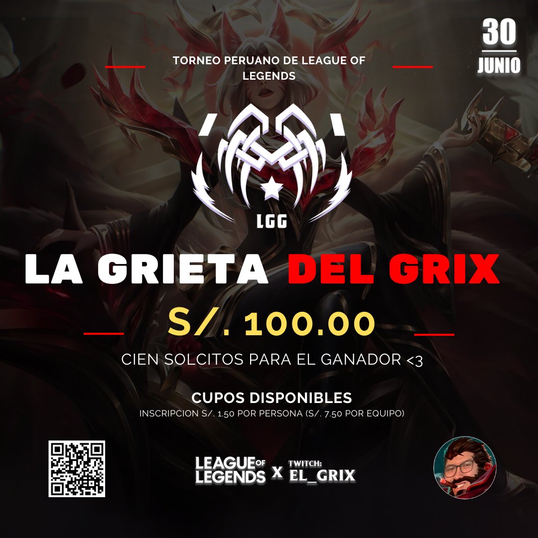 SoyElGrix's tweet photo. 🔥LA GRIETA DEL GRIX TERCERA EDICIÓN🔥

¡Límite de Equipos!😱

Únete a este torneo que se realizara el 30 de Junio 🔥

Qué esperas, no te quedes fuera.

💙📩DM para más información

#torneosleagueoflegends 
#leagueoflegends #lagrietadelgrix #videogames 
#riotlatam https://t.co/iwSHDuXNvC