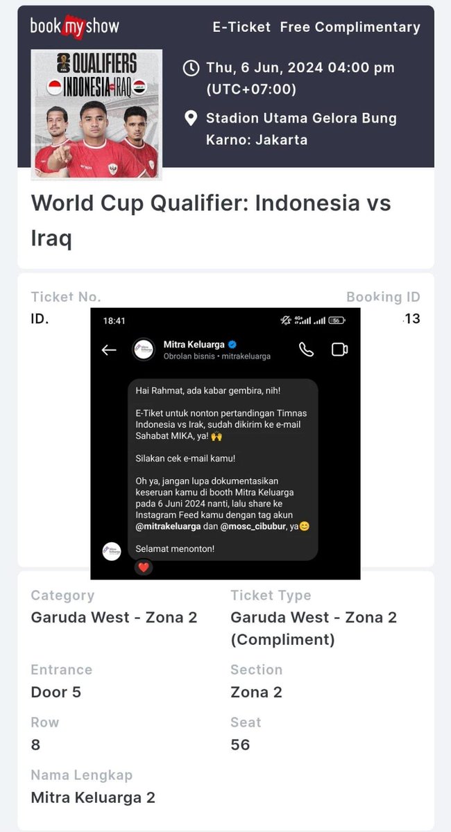 Rf_27ies's tweet photo. Wts Tiket Timnas Vs Irak, West Garuda. 
Underprice, 750k nett. 
Tiket Hasil Giveaway dr Official Medical Timnas, bisa COD sekitaran Ciledug. 
#tikettimnas #wts #wtb #timnas #irak https://t.co/mfUCGUJxWe