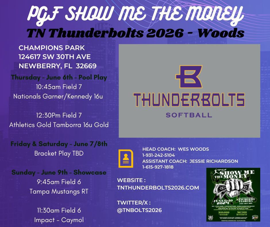 CarolWarren2026's tweet photo. Can’t wait for show me the money this weekend!Bolts Boom @MT_Softball @WKUSoftball @GoMocsSB @BelmontSoftball @CycloneSB @TroyTrojansSB @IndianaSB @CoachPinkerton  @CoachFrankReed @Bbrentz7 @TopPreps @AmyLTudor @KaylaBixel @e_newellcoach @LauraMatthews12 @CoachStanton @k_haynes9 https://t.co/1xEJfOrRDL