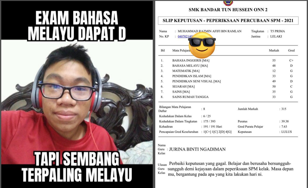 fhmismsri's tweet photo. @razmin_afifi Tak takut dengan bahasa kebangsaan tapi trial spm dapat D. Bodoh punya melayu razmin. https://t.co/1lzBay58ZD