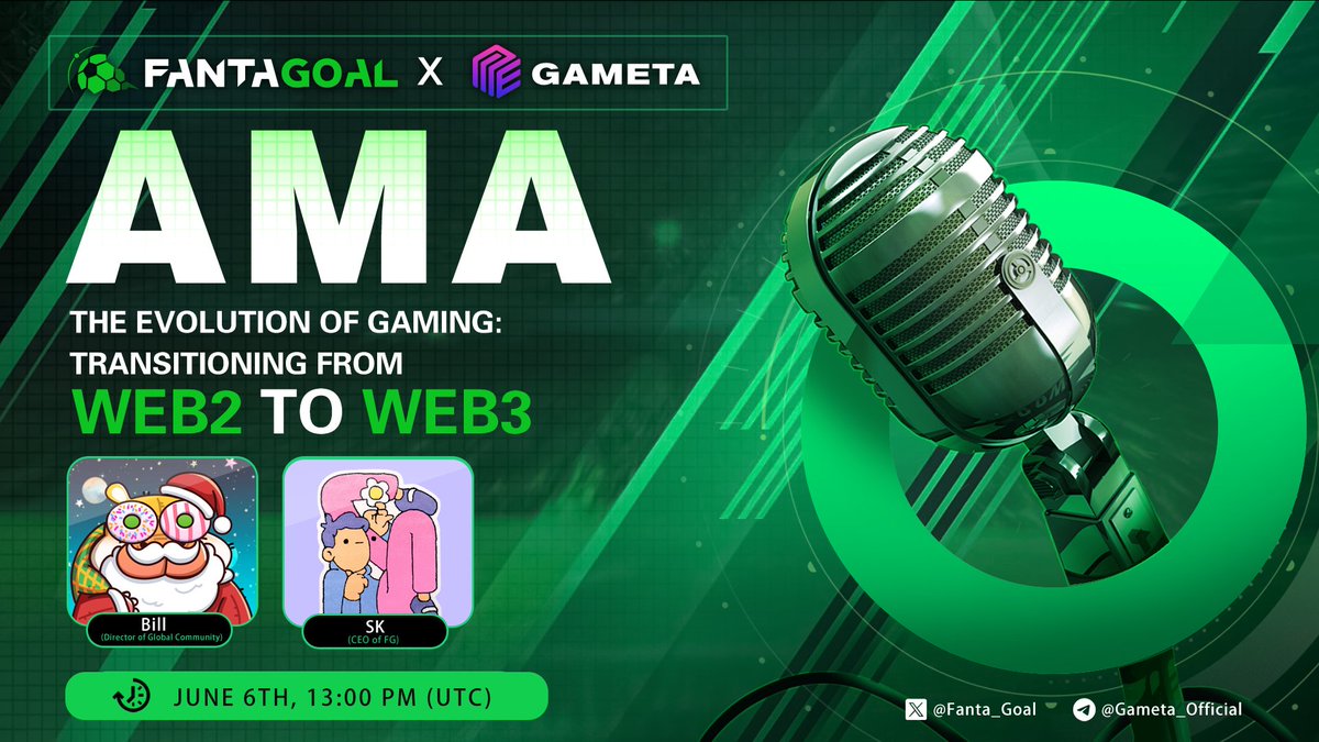 Fanta_Goal's tweet photo. 🌟 AMA ANNOUNCEMENT 🌟

🚀 @Fanta_Goal ✖️ @Gameta_Official X Space #AMA 🚀

🎉 We’re beyond excited to announce our upcoming X Space AMA on 6th June, 13:00 PM UTC!

THEME: THE EVOLUTION OF GAMING: TRANSITIONING FROM WEB2 TO #WEB3

📅 DATE: 6 June 2024
🕒 TIME: 13:00 PM UTC
🔗 LINK: https://t.co/S1lEiyKB6d

💰 Reward Pool:
200 $USDT for 10 lucky winners! 🎁

🗓️ Mark your calendars, set your alarms, and get ready for an epic discussion and fantastic prizes!

#Gamefi #Euro2024