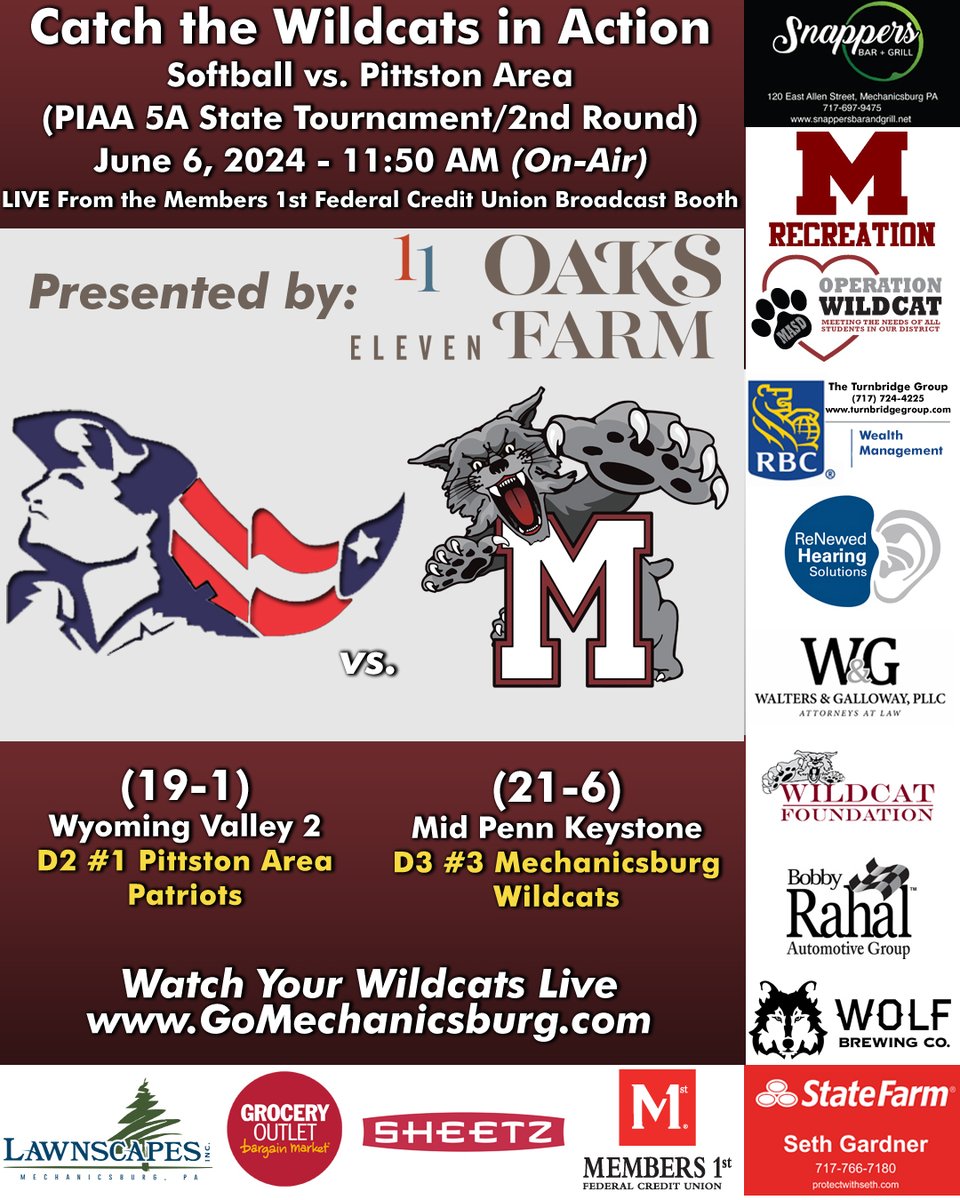 MicMikeMicMike's tweet image. The road to State College runs through Allentown as @GoMechanicsburg softball faces @athletics_pats in a 12p showdown!  Pre-game at 1150a.  Please note, one stream drops off this page after the home/away coin toss.  Hope you'll tune in!  #11OaksFarms meridix.com/group/index.ph…