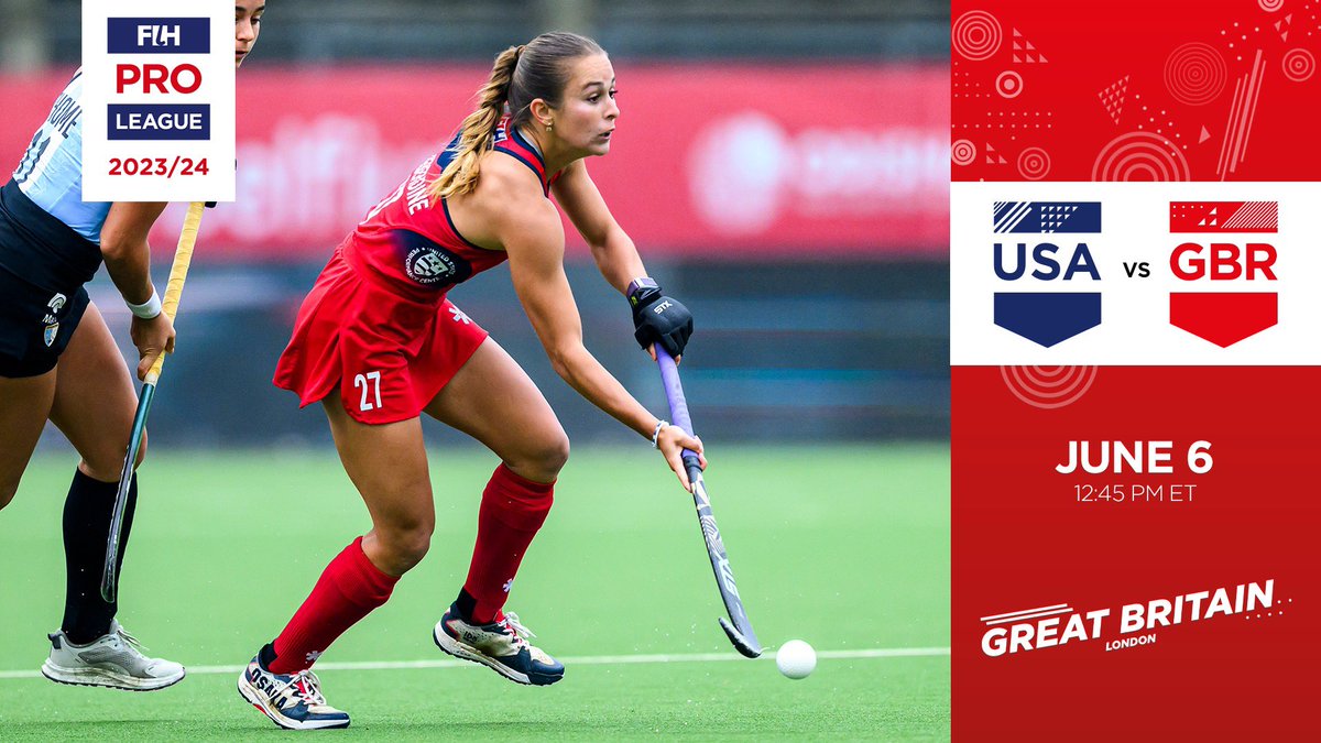 GAME DAY! It’s the last game of the 2023-24 #FIHProLeague season for the No. 14 U.S. Women’s National Team when they take on host No. 6 Great Britain at 12:45 p.m. ET. USA fans can stream the game live on @CBSSports Network!