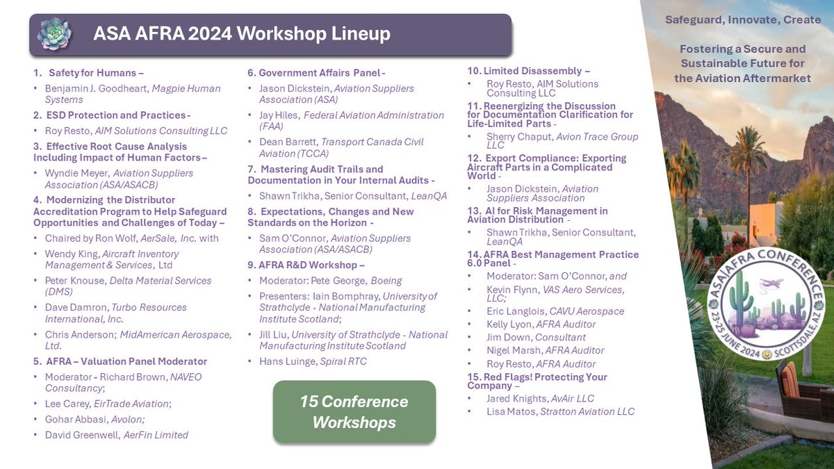 #ASAAFRA2024 Workshops are set! 4 Sessions, Total of 15 Workshops, You Choose. For more details visit: lnkd.in/gvPhCg4V .