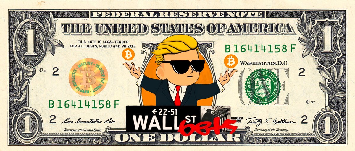 KryptoKollectiv's tweet photo. We have meticulously handcrafted WallStreetBets Artwork onto a actual dollar bill.

This one-of-a-kind creation is now inscribed on Bitcoin blockchain, securing its legacy for all time and immortalizing its significance forever.

@wallstreetbets any thoughts??

#Bitcoin 🚀 ⛓️🖼️ https://t.co/3ihTtbNA2j