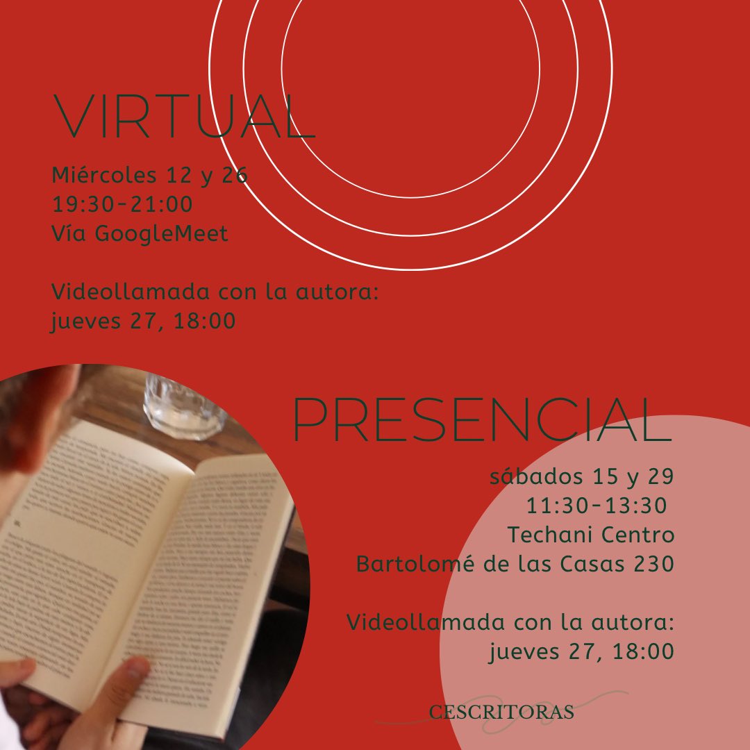 Cescritoras's tweet photo. ¡Ya casi empezamos!
Hay 10% de descuento si te apuntas antes del 8 de junio. 🙌🏽 https://t.co/6WvxNjECeN