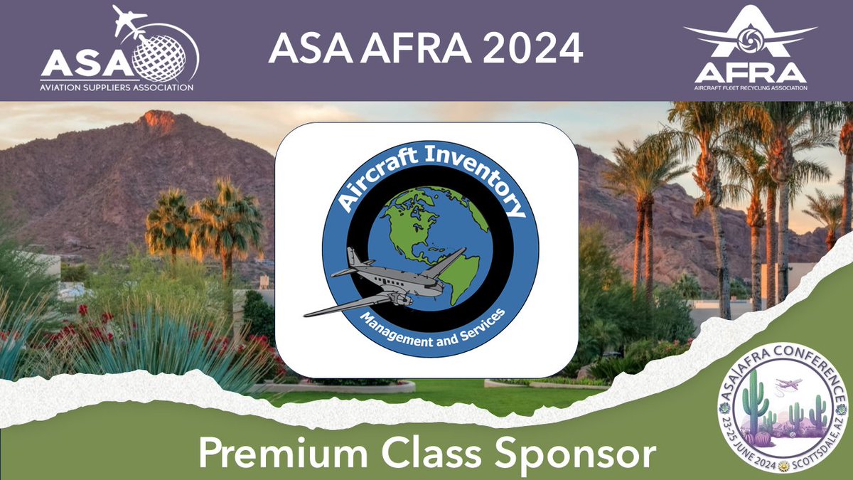 🛫🌟 A huge shout-out to Aircraft Inventory Management &amp; Services, Ltd for propelling us higher at #ASAAFRA2024 with your premium sponsorship! We appreciate your support. 🌐✈️ #AircraftInventory #ASAMember #ASA100 #ASACB #ISO9001 #ASABOD #AFRABOD #Leadership #AviationExcellence