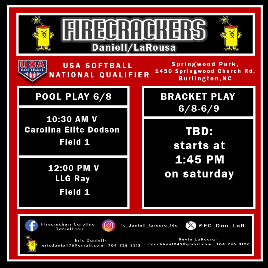 We are back on the Dirt this weekend!! Come watch this talented young group! #firecrackersnation <a href="/Firecrackersinc/">Firecracker Softball</a> 🧨🥎