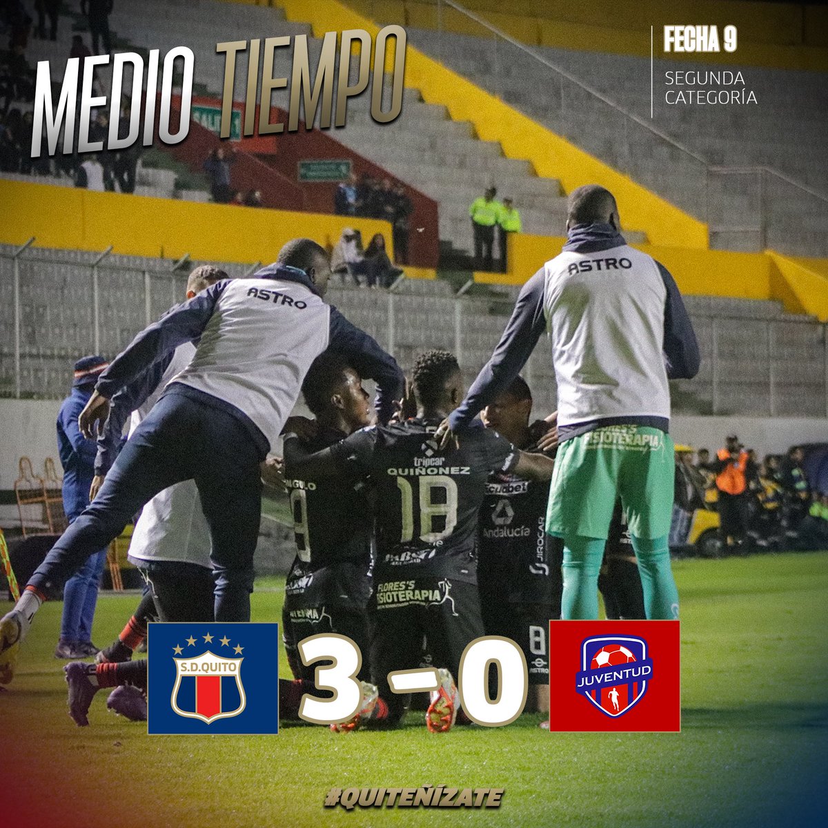 SDQuito_Oficial's tweet image. ➡️ #FECHA9 | Torneo de #AFNA

🔥 ¡MEDIO TIEMPO! 

#SDQUITO 3️⃣ 🆚 0️⃣ #JUVENTUDFC

¡Vamos AKD! 🔵🔴

#Quiteñízate
