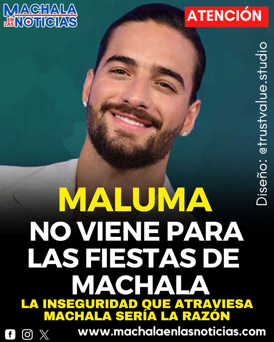 La inseguridad que atraviesa Machala sería la razón por la que el cantante colombiano Maluma habría declinado de participar en la segunda edición del festival Machala Vive la Música