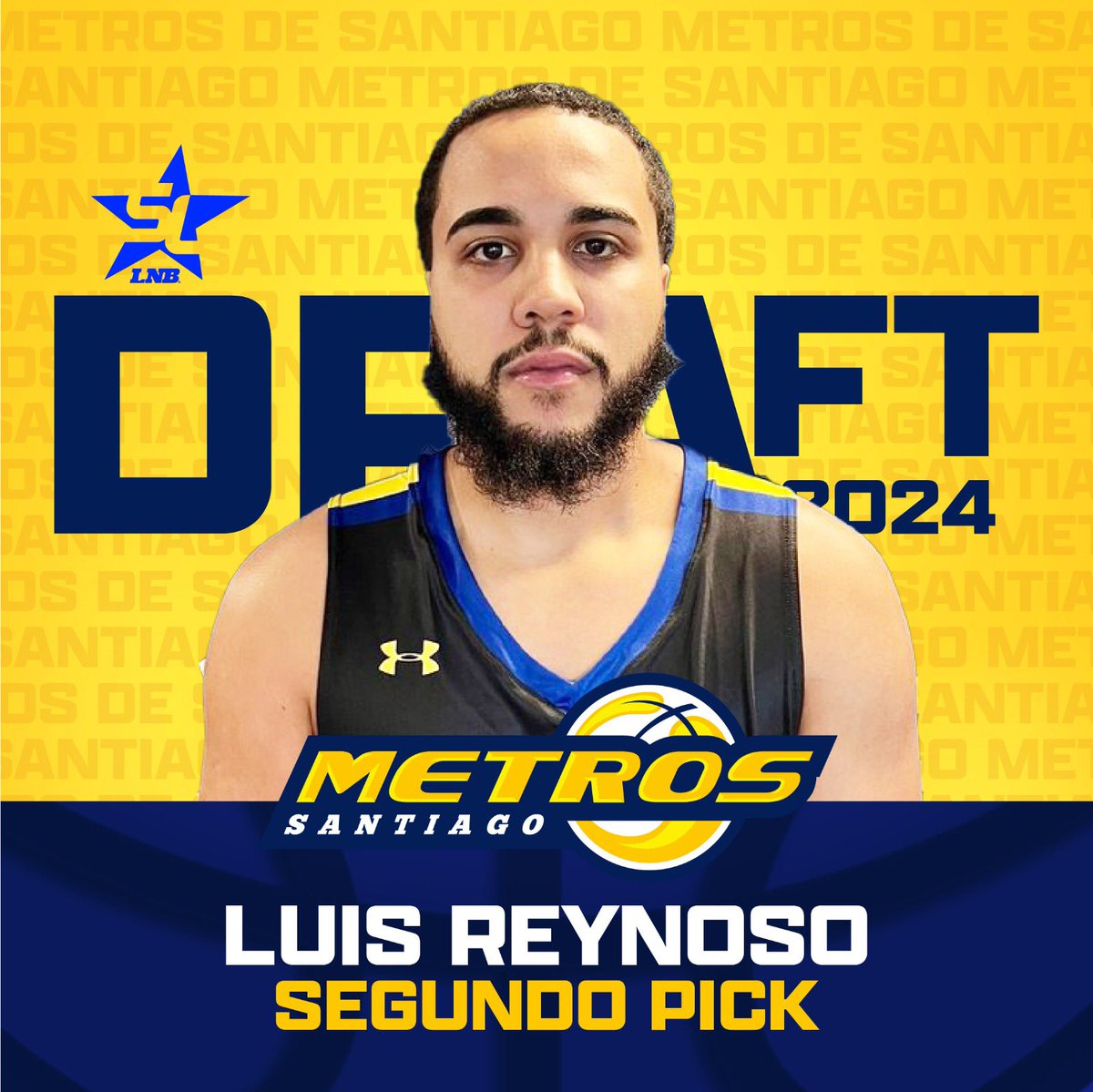 MetrosSantiago's tweet photo. Luis Reynoso es el segundo pick del draft 2024.

#FamiliaMetros #DraftLNB | @lnbrd https://t.co/SPNB6BBoNu