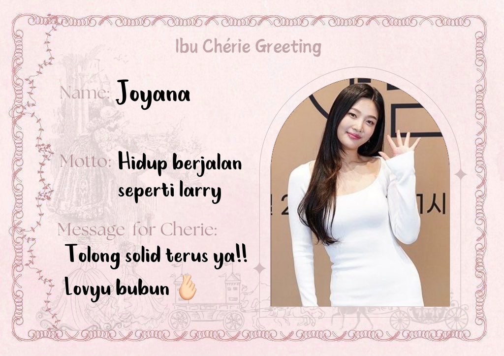 P for punten, ini namanya gritingan dengan bubun

Halo semua kenalin ak Joyana, bisa dibilang arpi Joy yg paling classy n cool sejagat rpw 😎 jangan takut kenalan sm aku, ak ga gigit *srius* dua tiga jalan jalan, mari kita kenalan 🤝🏻