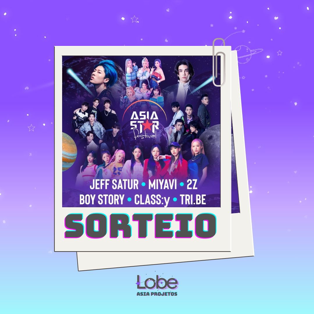 LobeProjetos's tweet photo. SORTEIO ÁSIA STAR FESTIVAL ✨💜

Aniversário da Lobe chegando e veio aí nosso Sorteio Retrospectiva Ásia Star Festival! 

💜Itens personalizados bottons pôster,photocards e nossa pulseira led versão Ásia 💜#AsiaStarFestival 

Todas informações no nosso IG

https://t.co/ISJqru73QH

#JeffSatur
#BoyStory 
#Tribe 
#Classy 
#Miyavi 
#2z